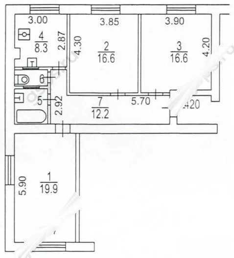 3-комнатная квартира, 76 м²