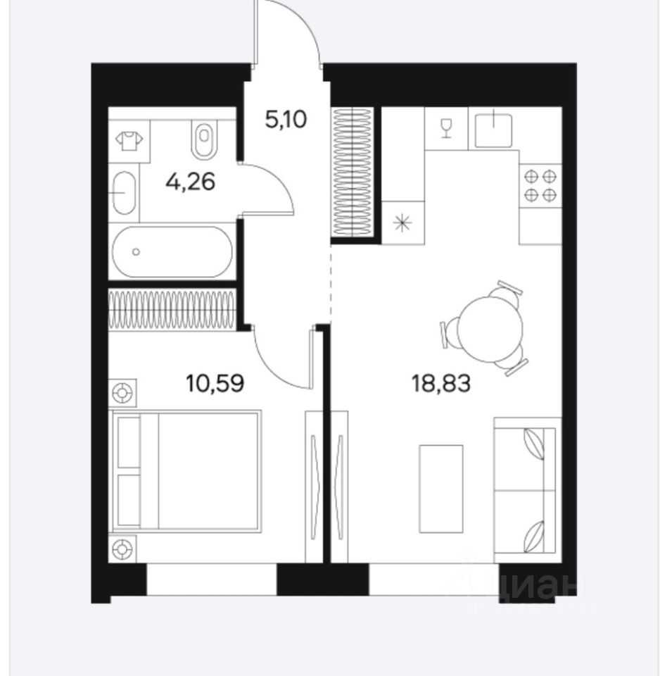 2-комнатная квартира, 40 м² — фотография 2