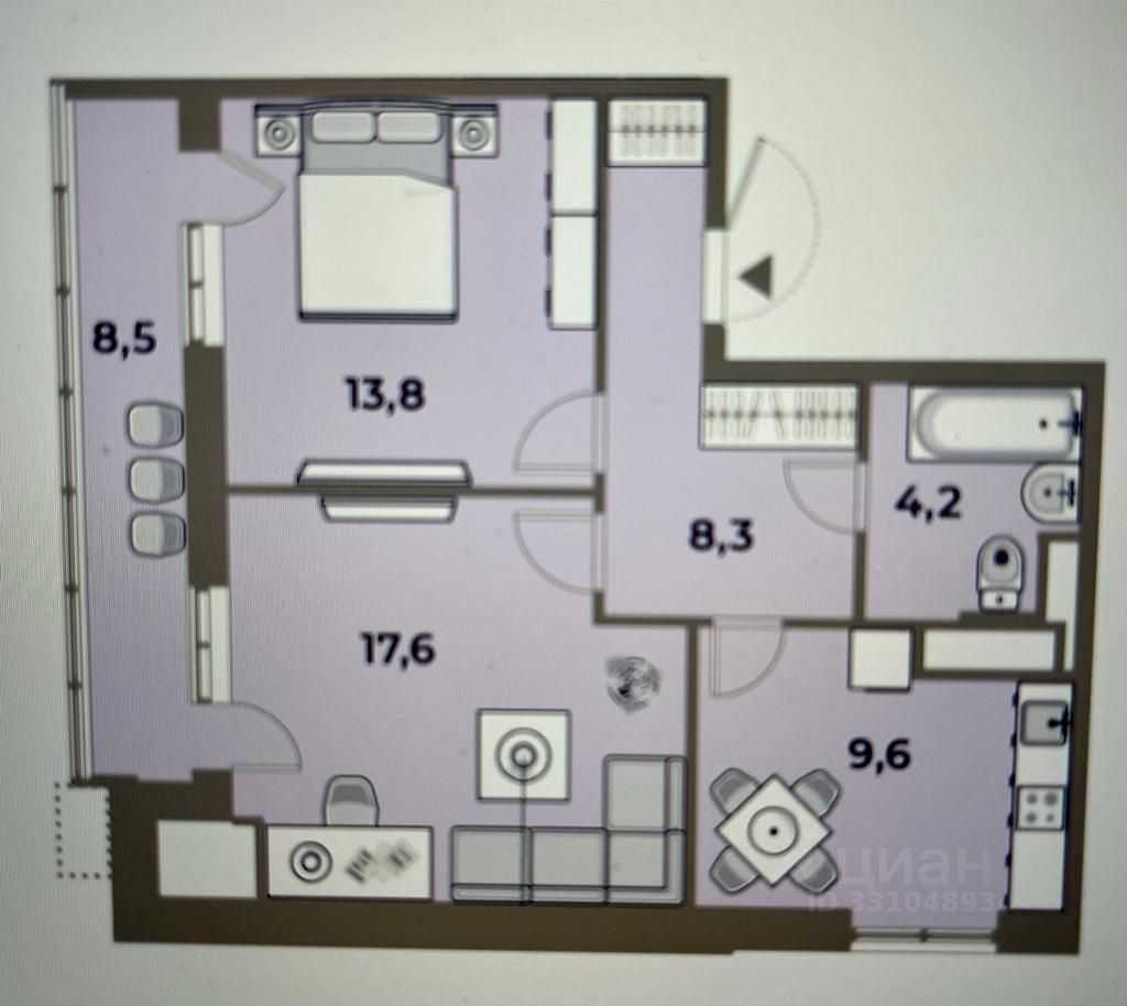 2-комнатная квартира, 53,2 м² — фотография 2