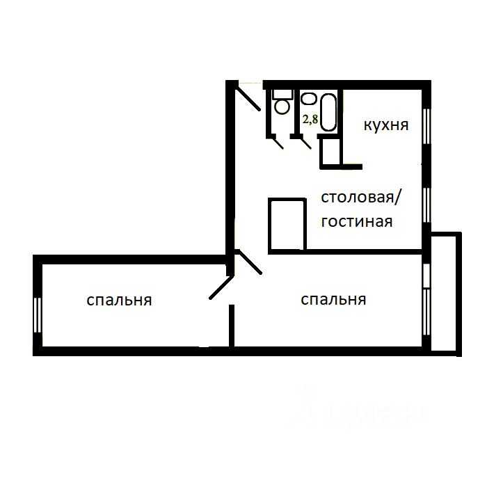 3-комнатная квартира, 58,6 м²