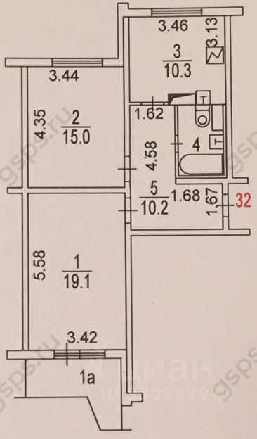 2-комнатная квартира, 59 м² — фотография 2