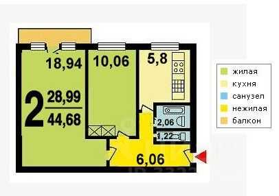2-комнатная квартира, 45 м² — фотография 2