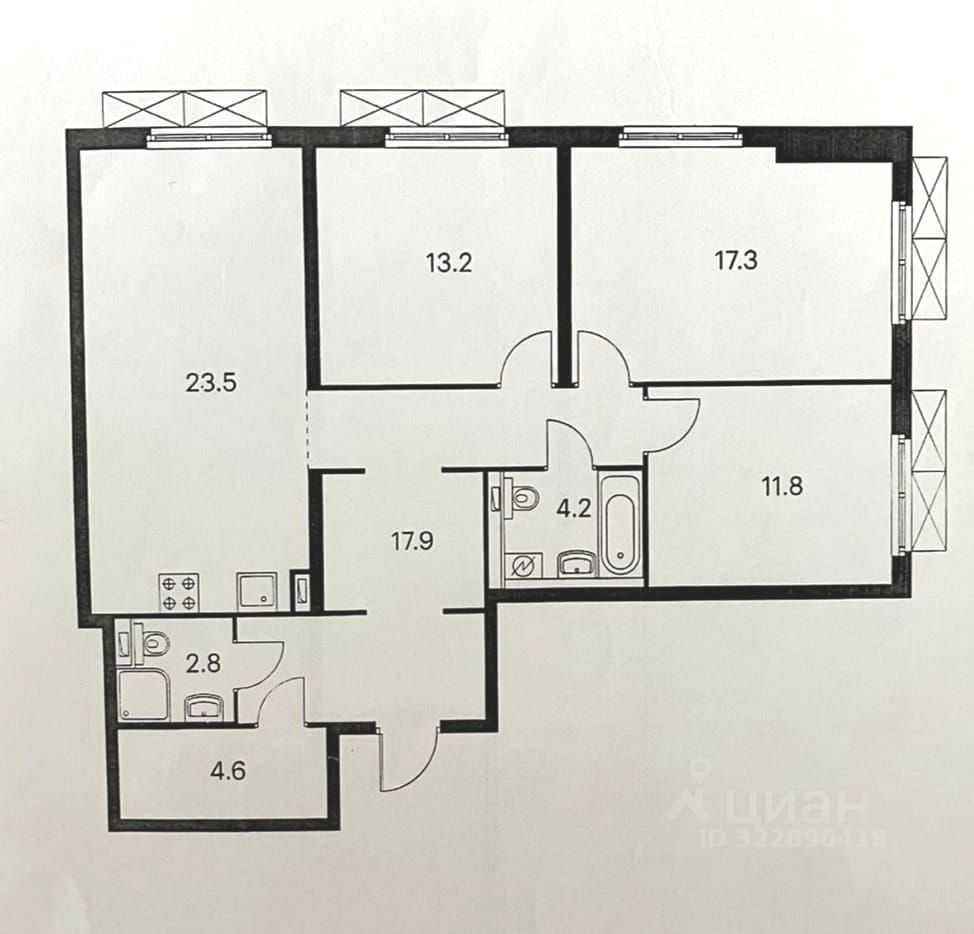 4-комнатная квартира, 95 м² — фотография 2