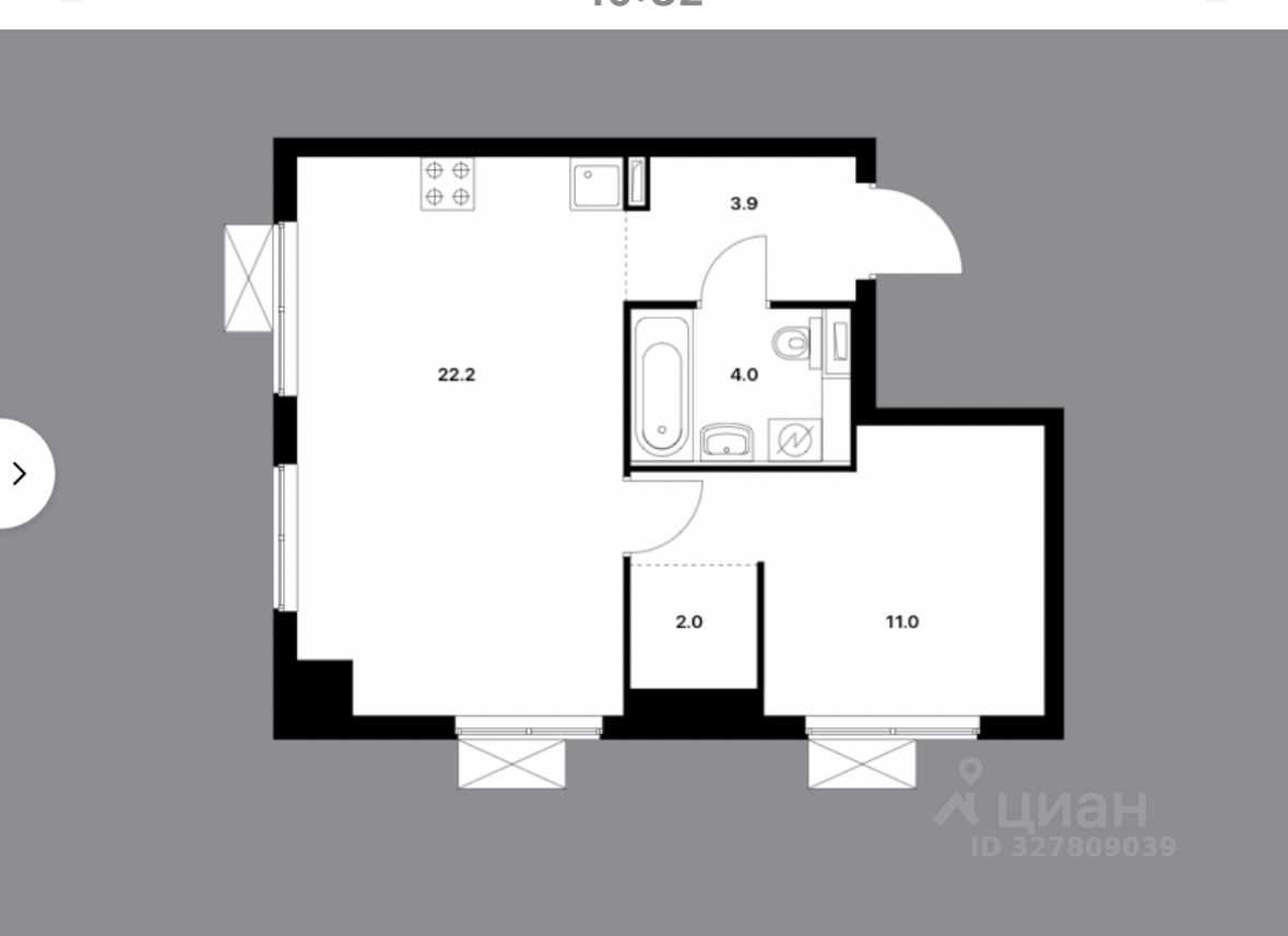 1-комнатная квартира, 43 м² — фотография 3
