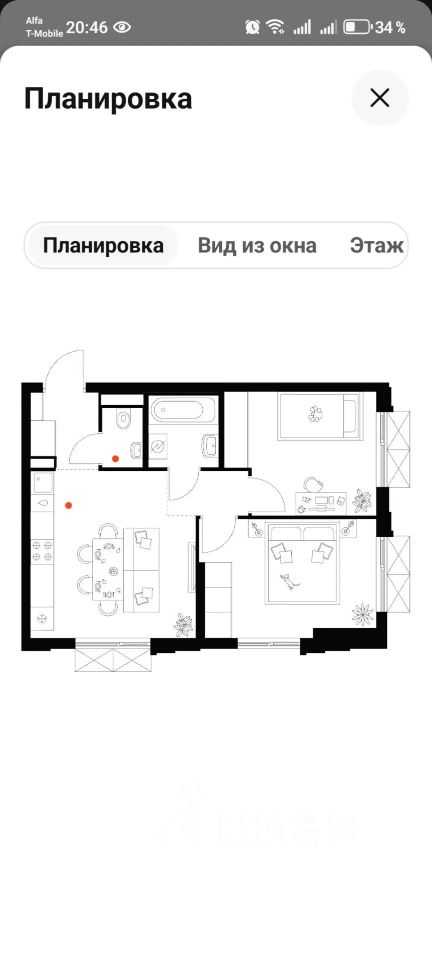 2-комнатная квартира, 46 м² — фотография 3