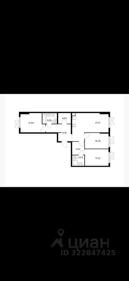 4-комнатная квартира, 82 м²