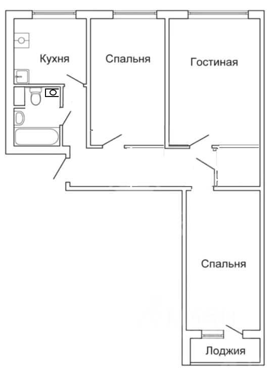 3-комнатная квартира, 58,7 м²