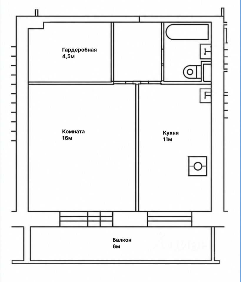 1-комнатная квартира, 40 м²