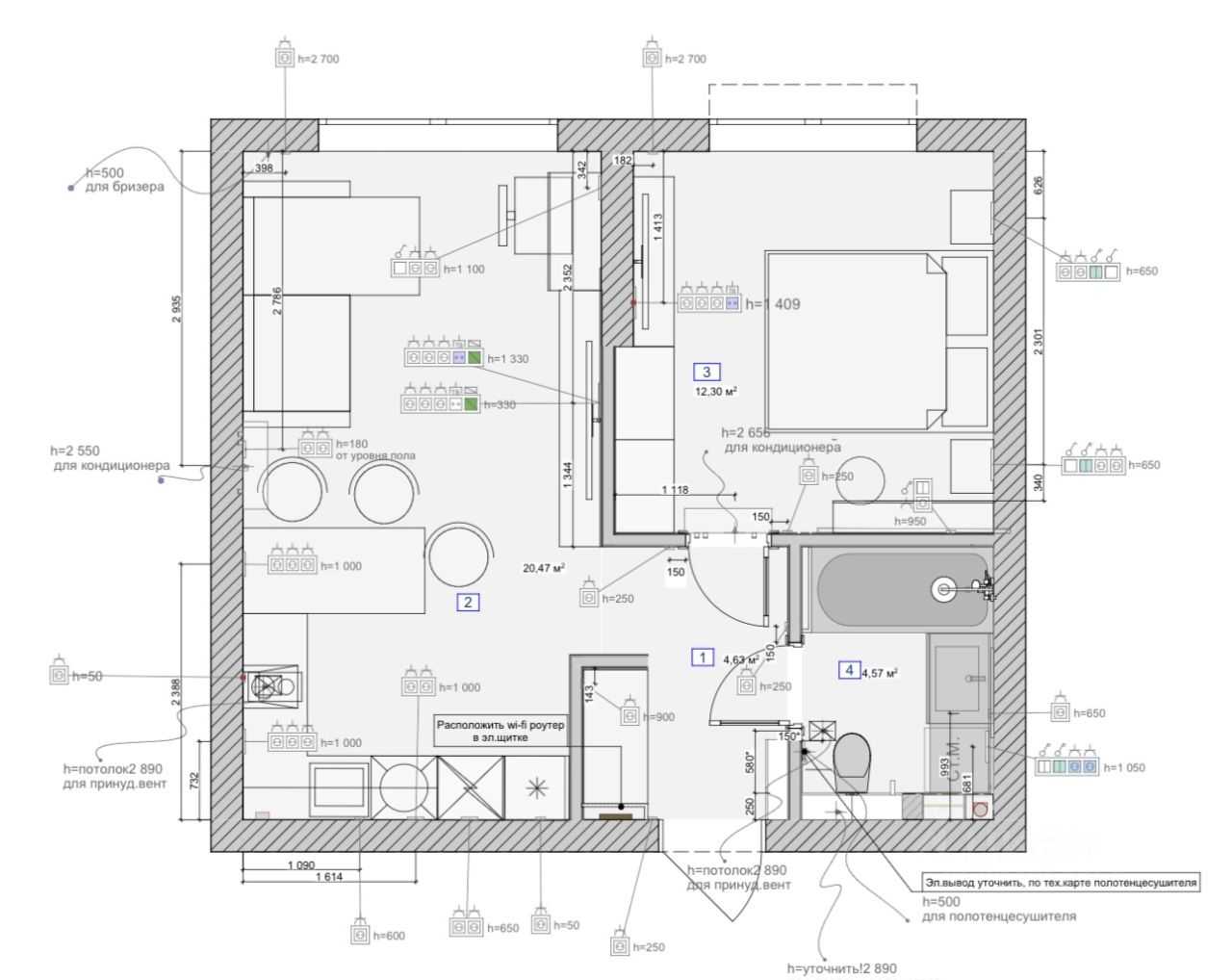 1-комнатная квартира, 43 м² — фотография 3