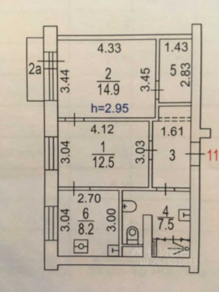 1-комнатная квартира, 60 м² — фотография 3