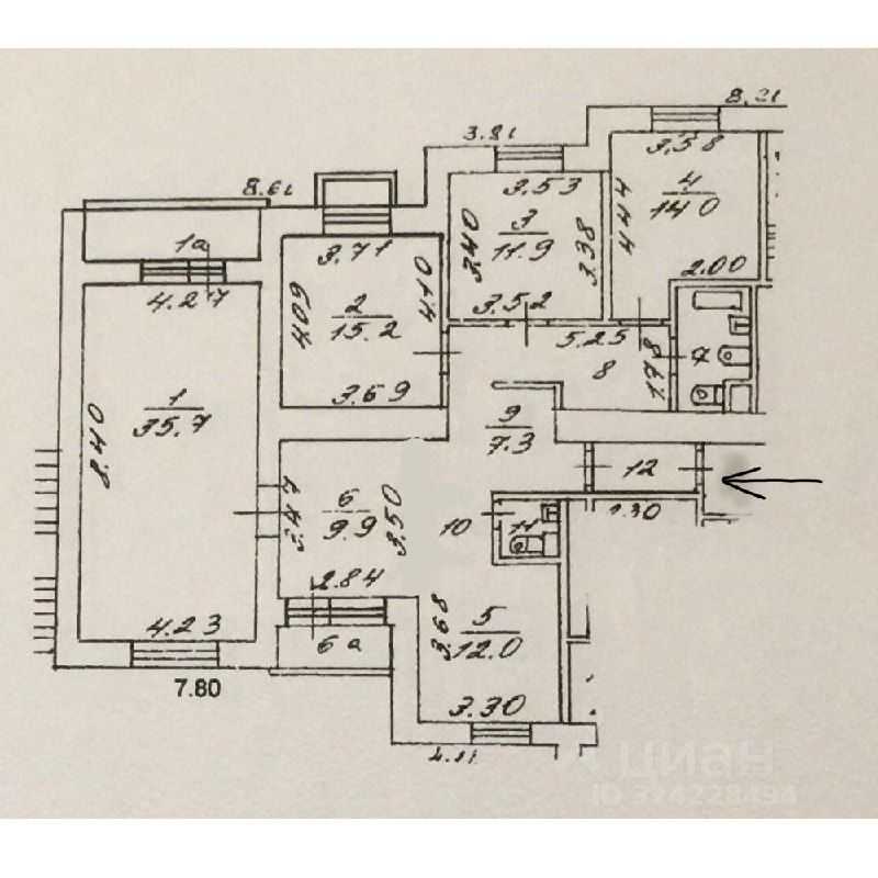 4-комнатная квартира, 107,8 м² — фотография 3