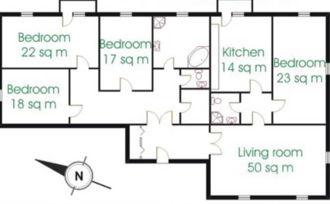 5-комнатная квартира, 180 м²