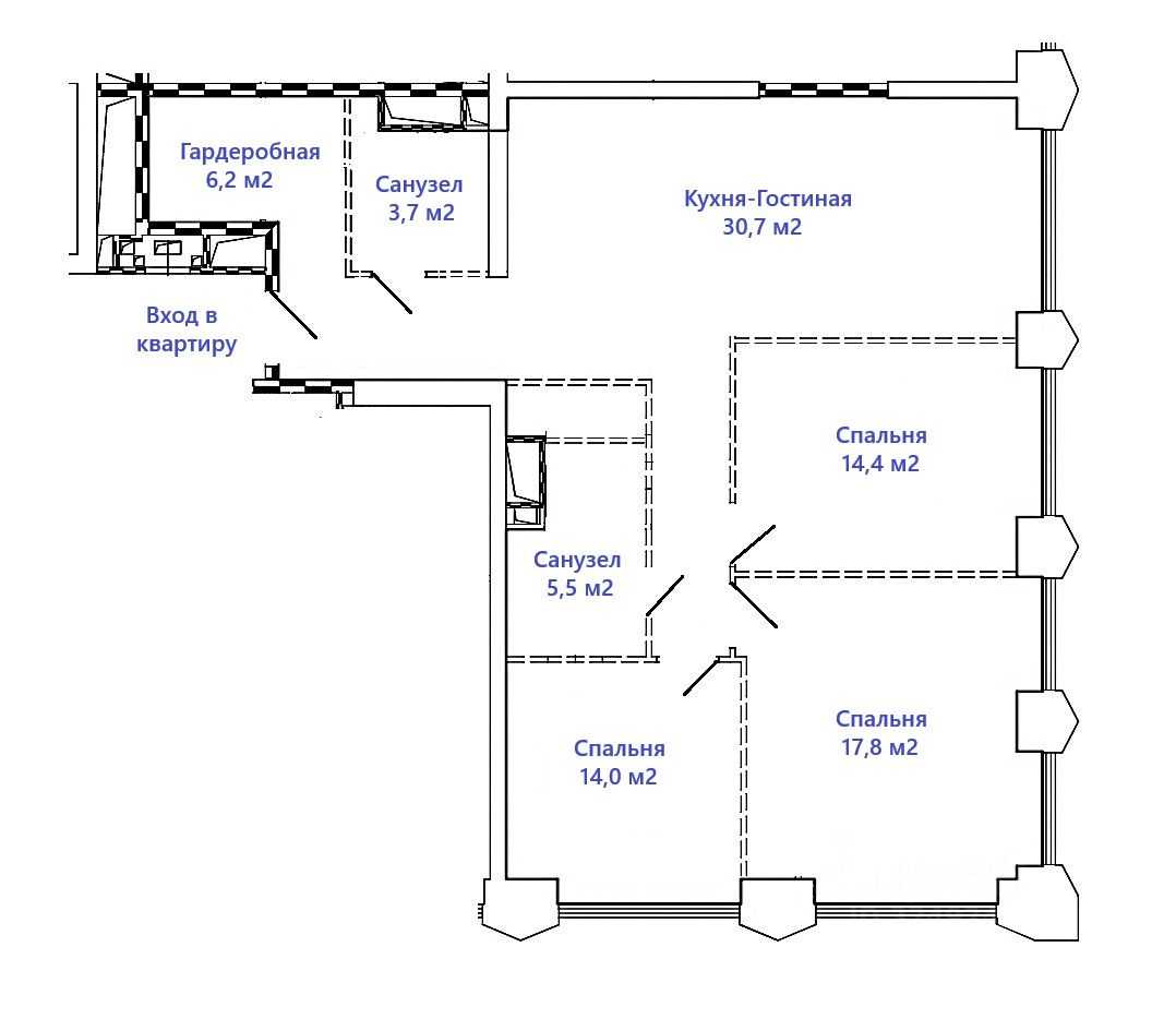 4-комнатная квартира, 115,4 м² — фотография 2