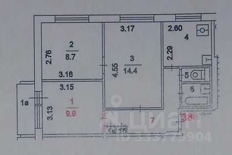 3-комнатная квартира, 49,5 м² — фотография 2