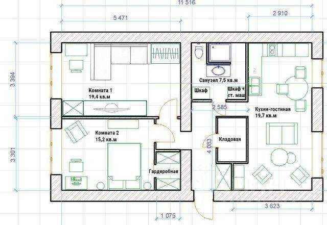 3-комнатная квартира, 73,7 м² — фотография 2