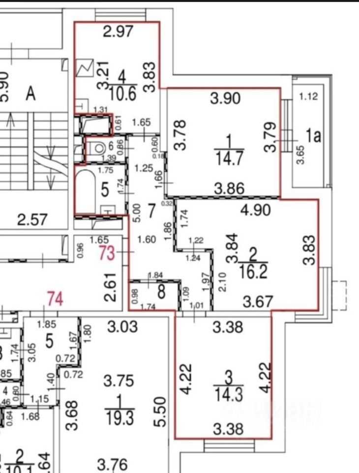 3-комнатная квартира, 71 м² — фотография 2
