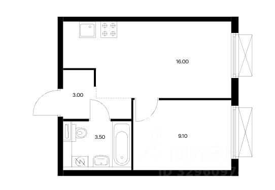 1-комнатная квартира, 31 м²
