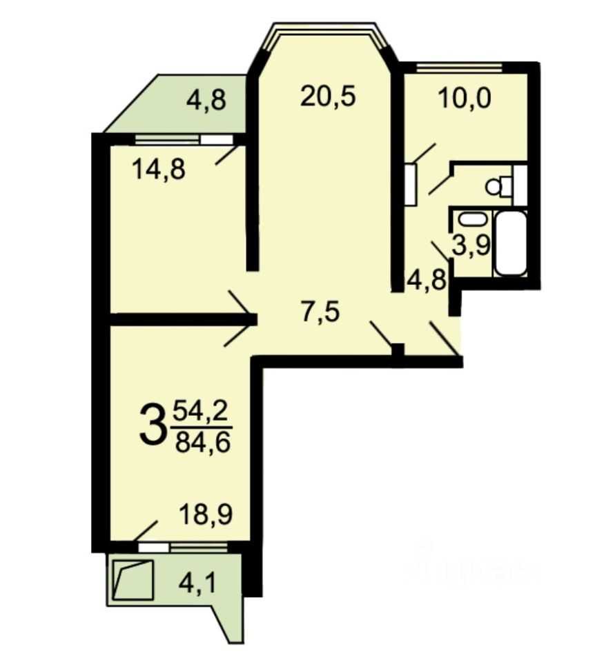 3-комнатная квартира, 82,4 м² — фотография 2