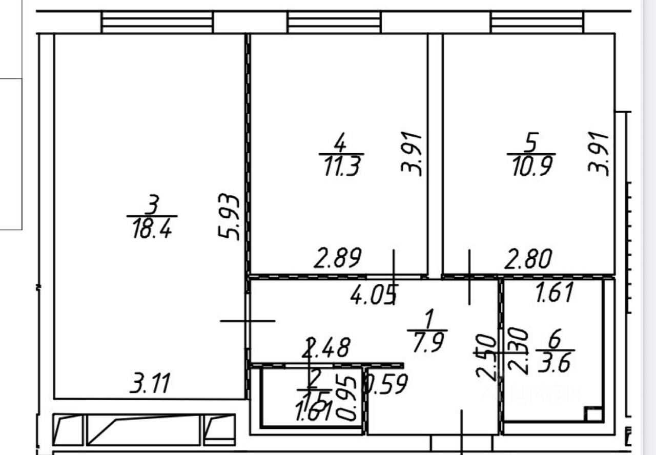 2-комнатная квартира, 54 м² — фотография 2