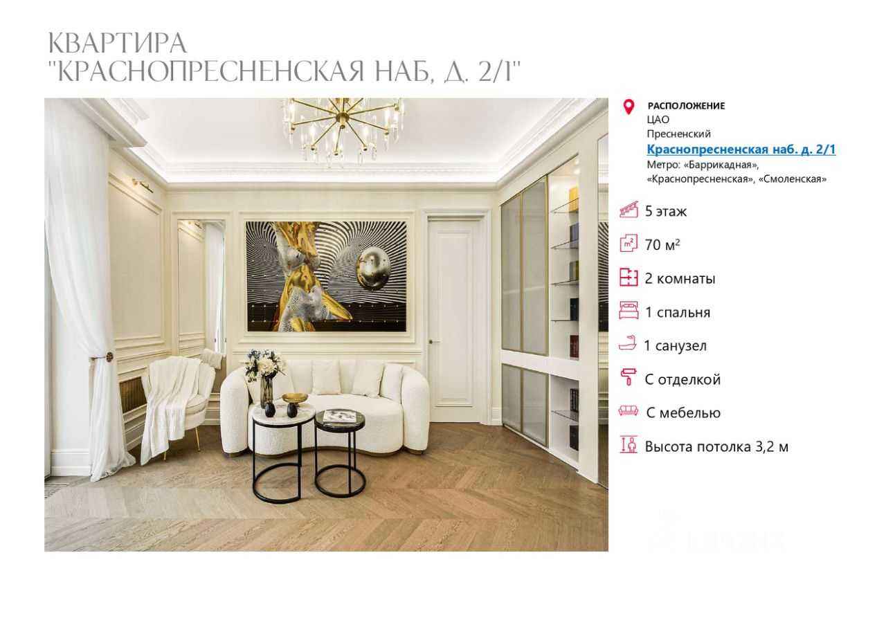 2-комнатная квартира, 70 м² — фотография 2