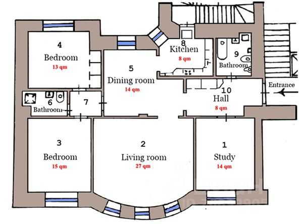 4-комнатная квартира, 108 м²