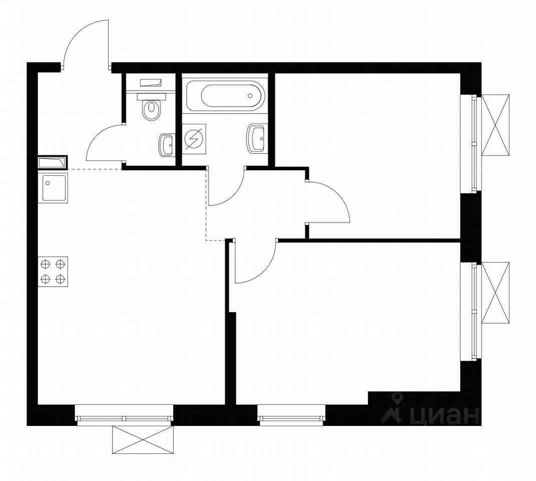 3-комнатная квартира, 55 м² — фотография 2