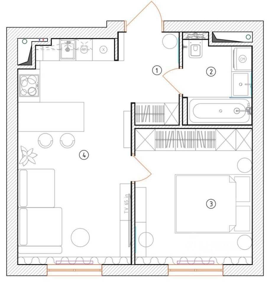 1-комнатная квартира, 39 м² — фотография 2