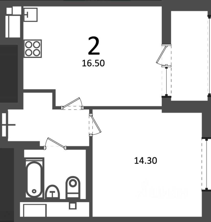 2-комнатная квартира, 40 м² — фотография 2
