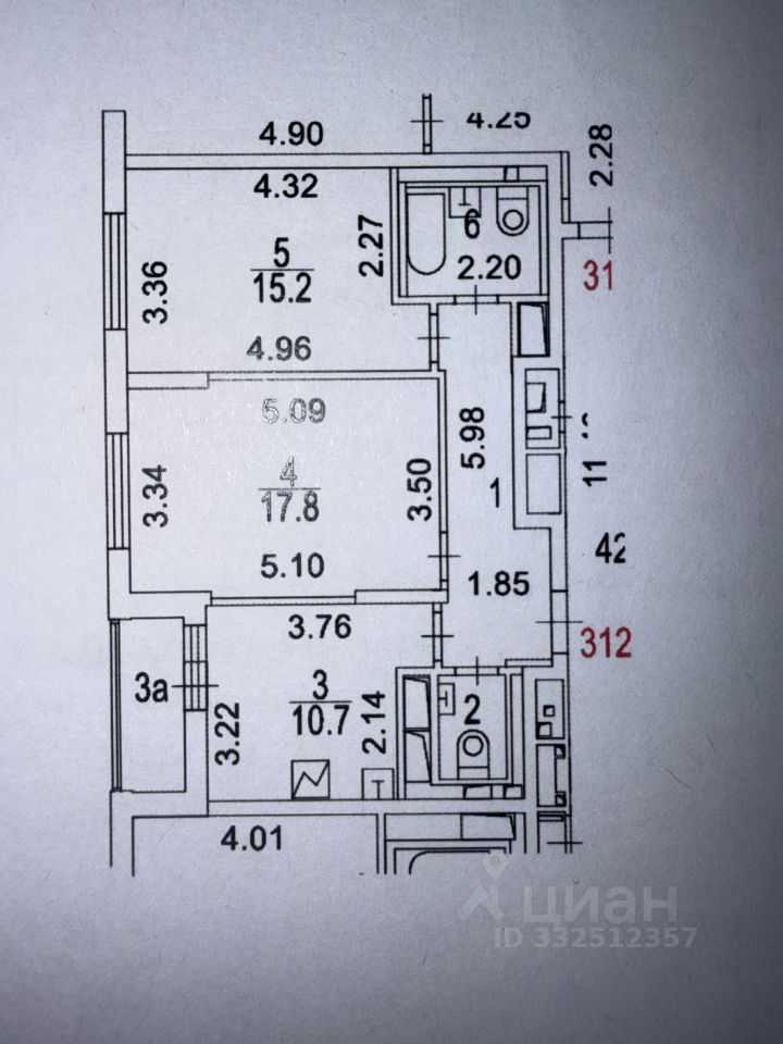 2-комнатная квартира, 57,8 м² — фотография 2