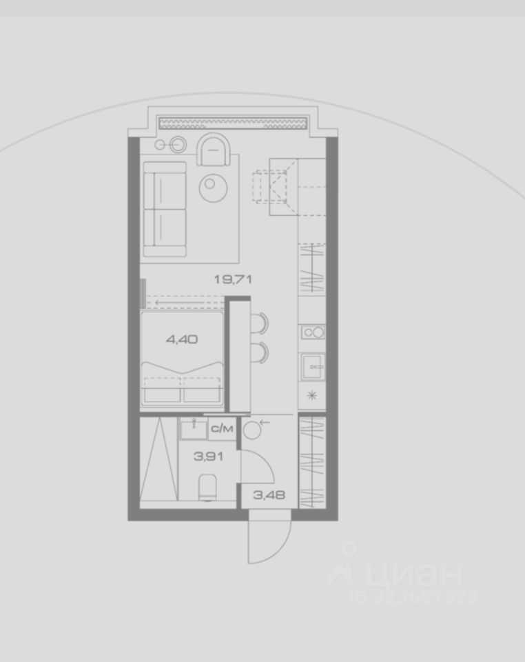 1-комнатная квартира, 32 м²