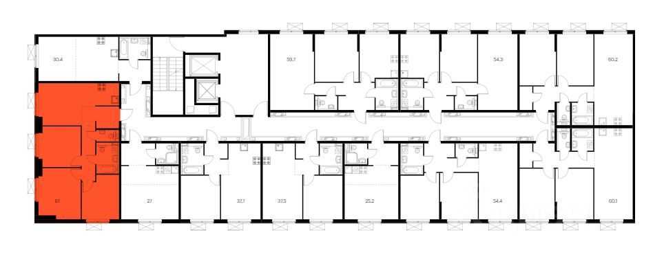 3-комнатная квартира, 67 м² — фотография 2