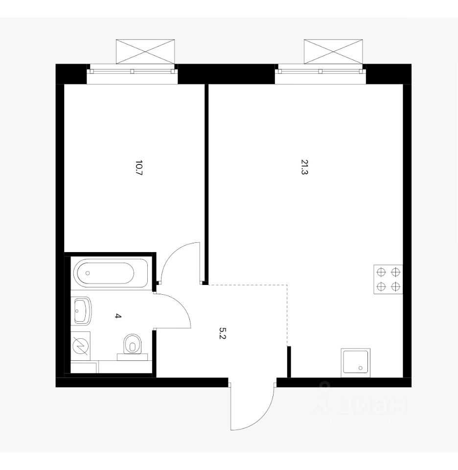 2-комнатная квартира, 42 м² — фотография 2