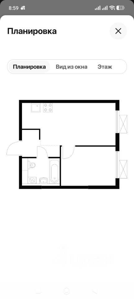 1-комнатная квартира, 33 м² — фотография 2