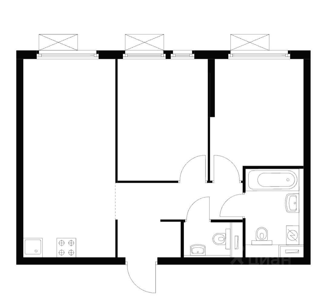 3-комнатная квартира, 53 м²
