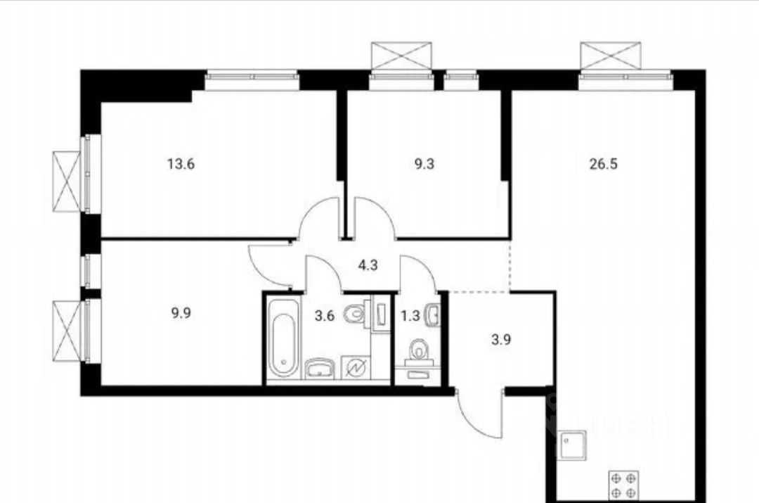 3-комнатная квартира, 73 м² — фотография 2
