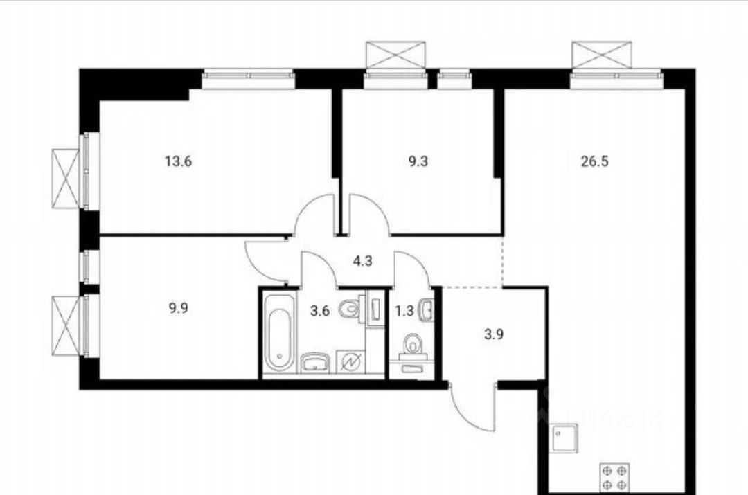 3-комнатная квартира, 73 м² — фотография 3