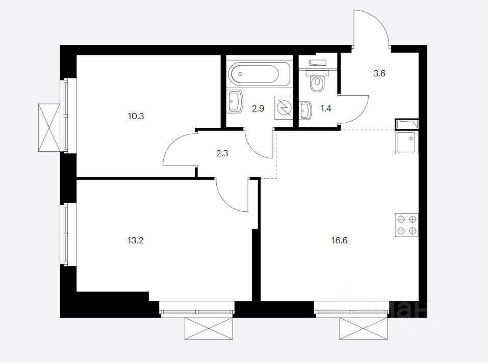 3-комнатная квартира, 53 м² — фотография 2