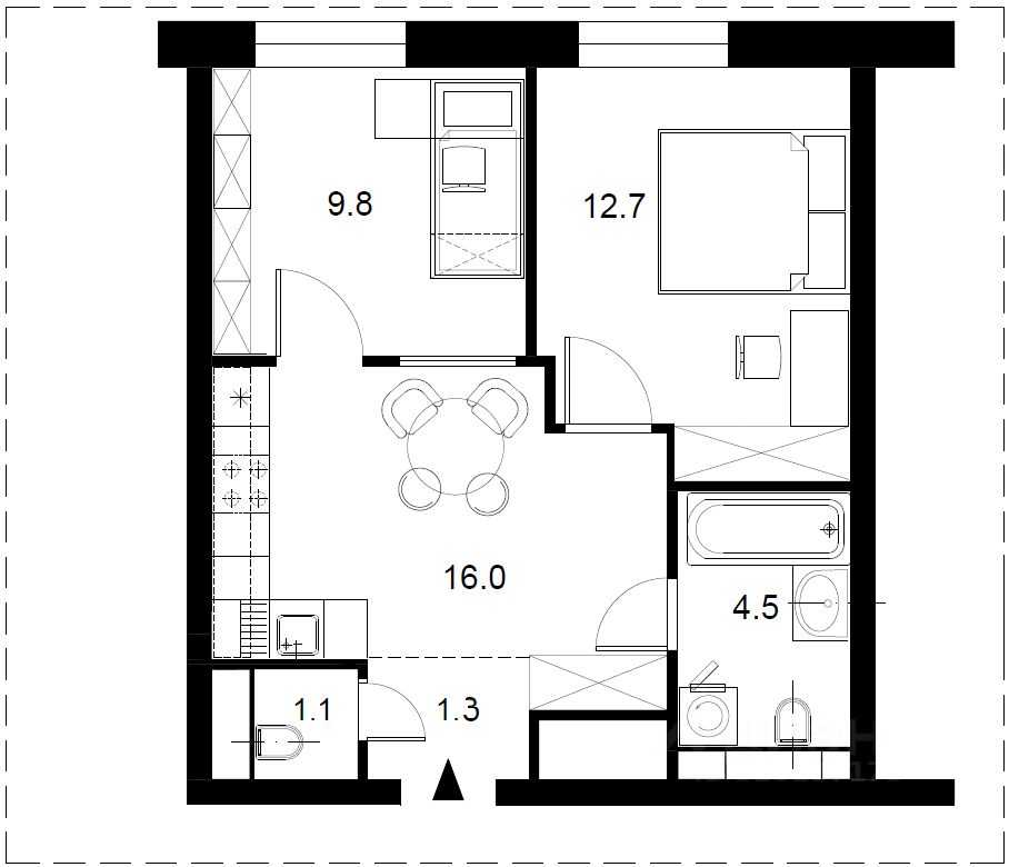 2-комнатная квартира, 45,4 м² — фотография 2