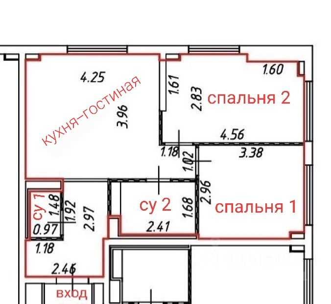 3-комнатная квартира, 50,4 м² — фотография 2