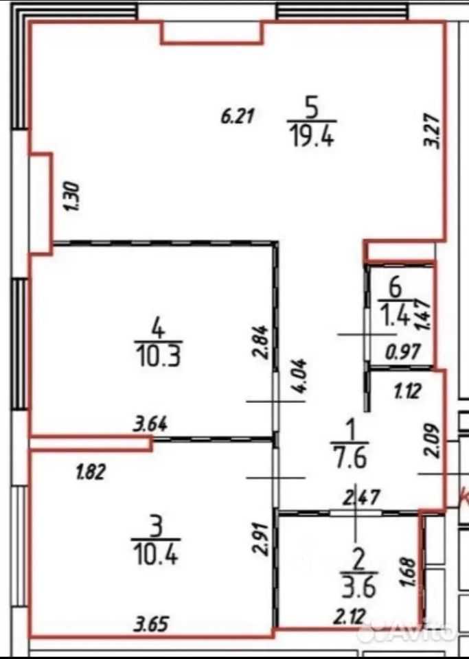 2-комнатная квартира, 53 м² — фотография 2
