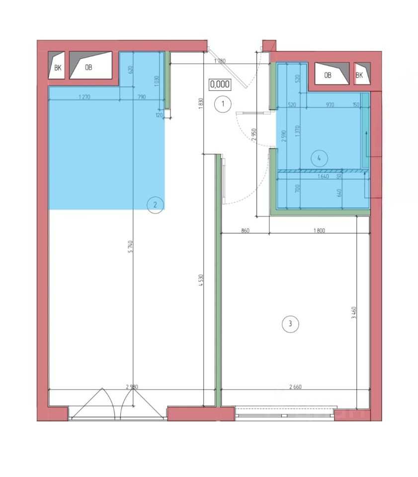 1-комнатная квартира, 34 м² — фотография 2