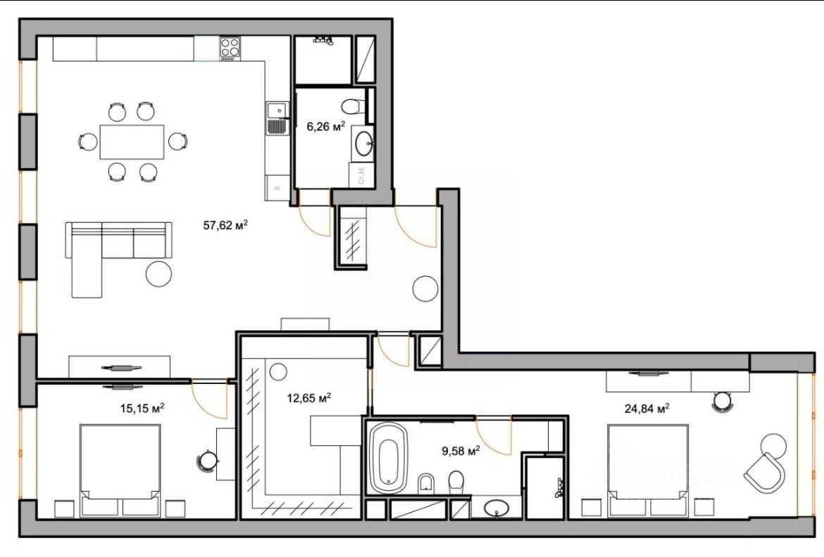 3-комнатная квартира, 125,4 м² — фотография 2