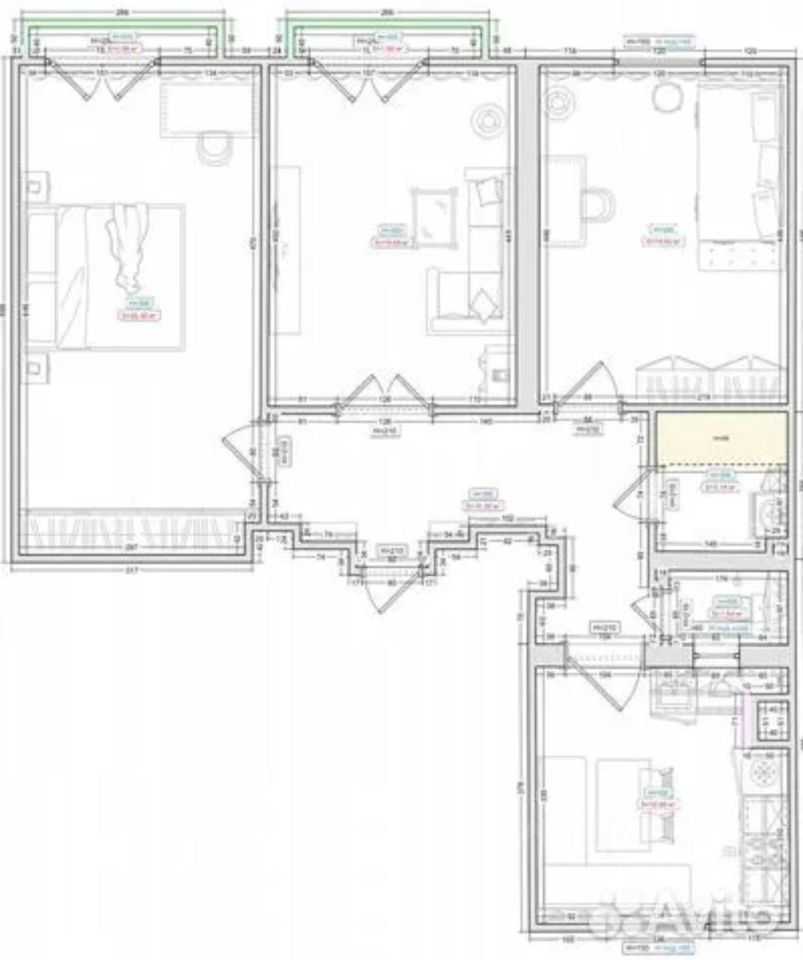 3-комнатная квартира, 77 м² — фотография 2