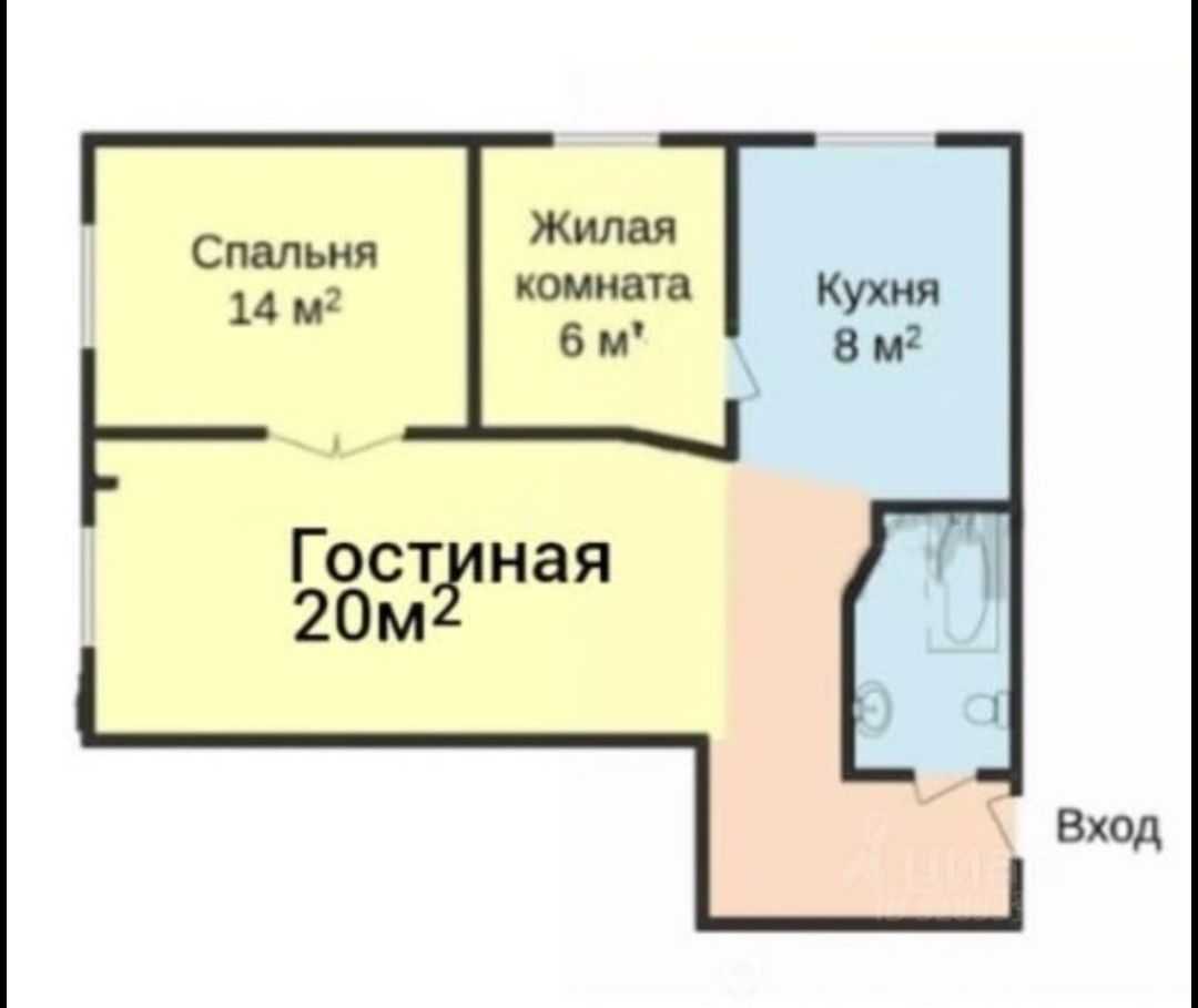 3-комнатная квартира, 58 м²