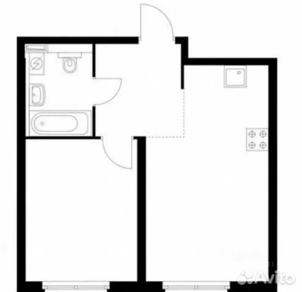 1-комнатная квартира, 39,6 м² — фотография 3