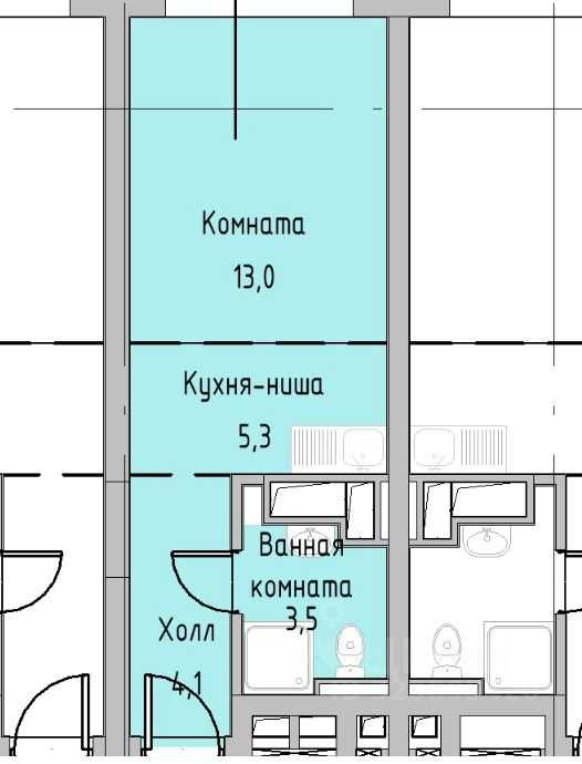 1-комнатная квартира, 26 м² — фотография 2