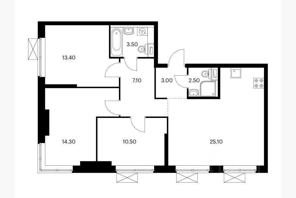 4-комнатная квартира, 85 м² — фотография 2
