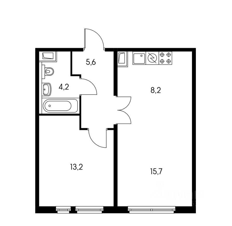 2-комнатная квартира, 46,4 м² — фотография 2