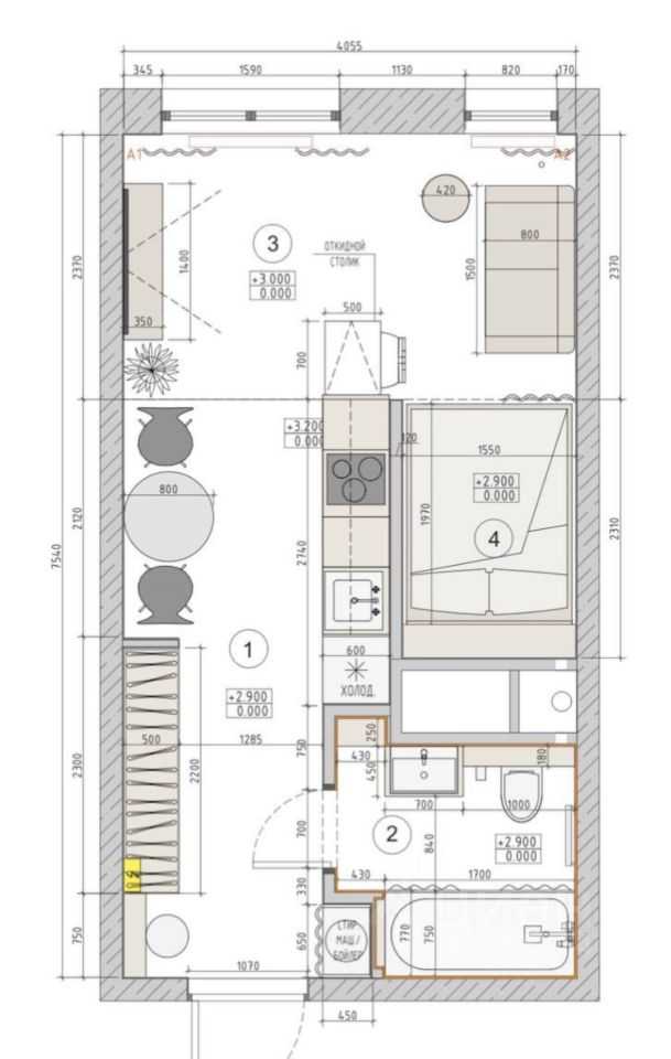 1-комнатная квартира, 30 м²