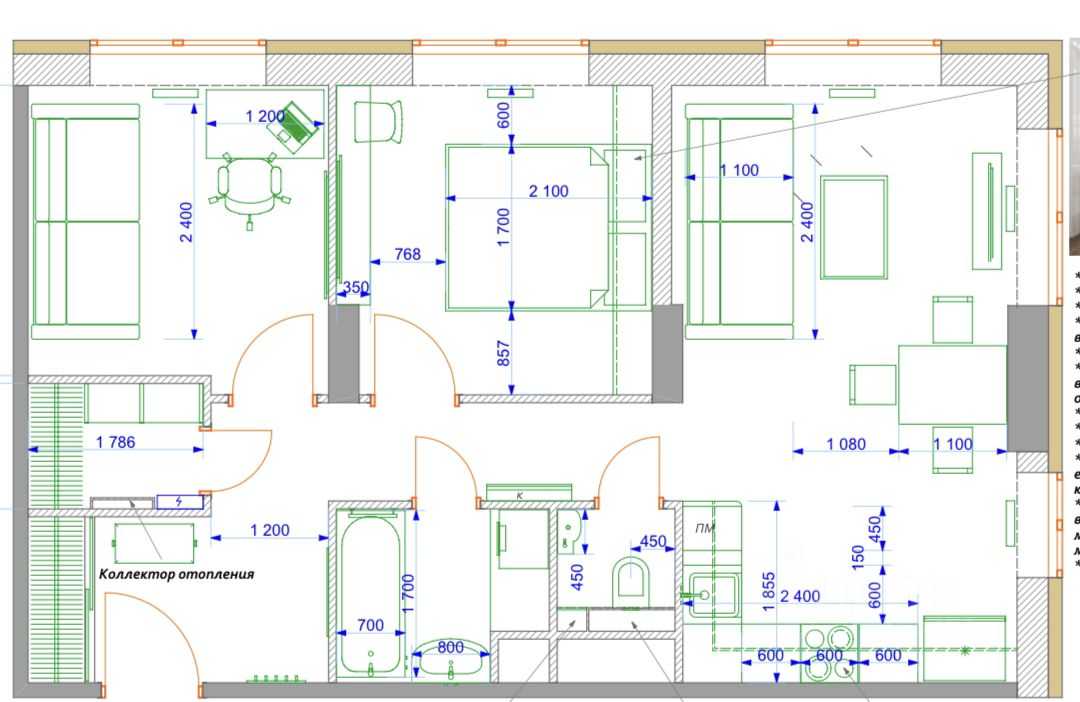 2-комнатная квартира, 58 м² — фотография 2